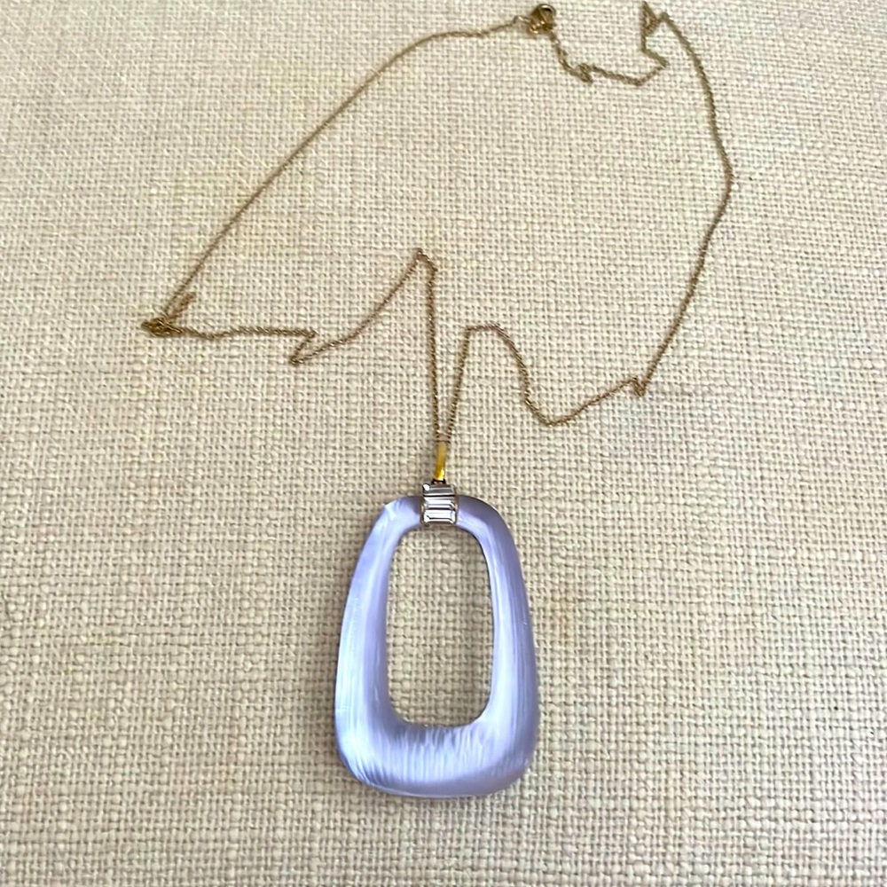 Alexis Bittar Lavender Lucite Open Pendant Necklace with Gold Chain